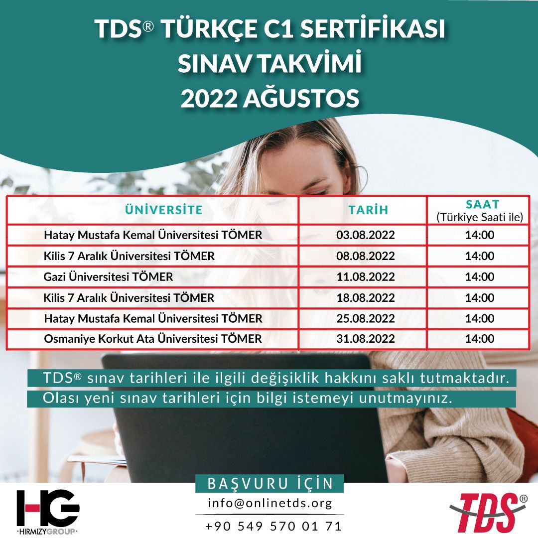 TDS® SINAV TAKVİMİ (2022 AĞUSTOS)